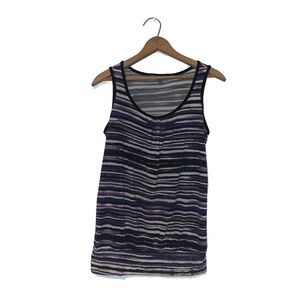 Daisy Fuentes Malibu blue combo stripe tank top S